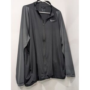 Nike Dri Fit Mens‎ Track Jacket Full Zip Athletic Sportswear Black Gray 2XL